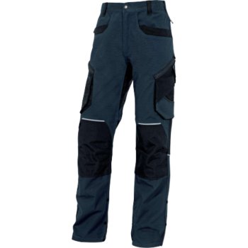 MOPA2 - Spodnie robocze do pasa stretch loose wzmocnione kolana lamówki odblaskowe 12 kieszeni drelich 97% bawełna, 3% elastan, 290 g/m² - 2 kolory - S-3XL