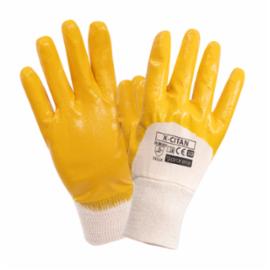 X-CITAN - Rękawice ochronne z dzianiny bawełnianej powlekanej żółtym nitrylem, rozm. 7,8,9,10, min. 12 par