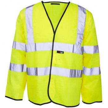 SILVERLINE - odblaskowa koszulka, pasy odblaskowe, długi rękaw - żółta - 170-176/92-100.